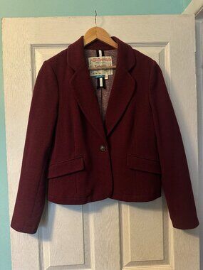 Cartonnier by Anthropologie Maroon/Plum 1 Button Blazer Sz
